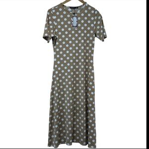 🔵Boohoo Polka Dot Tan Mocha Dress New w/ Tag Size 8